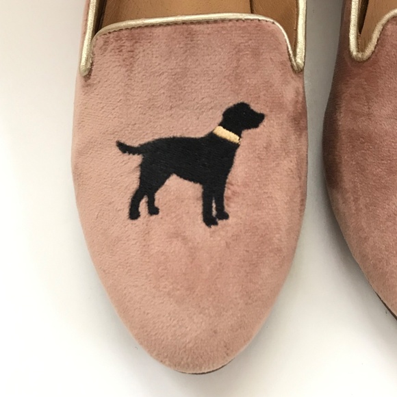 Jack Rogers Pink Velvet Embroidered Dog Loafers - Picture 2 of 15
